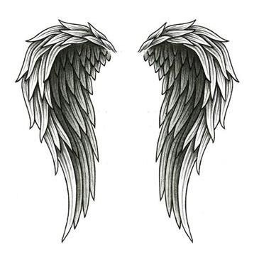 简单漂亮的天使翅膀图案纹身手稿