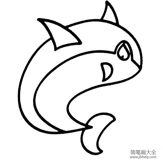 海洋生物简笔画 凶狠的鲨鱼简笔画图片(2)