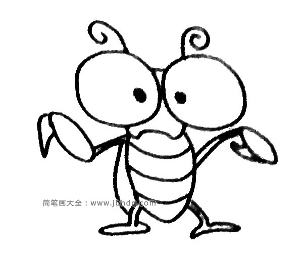 四步画出可爱的卡通螳螂(4)